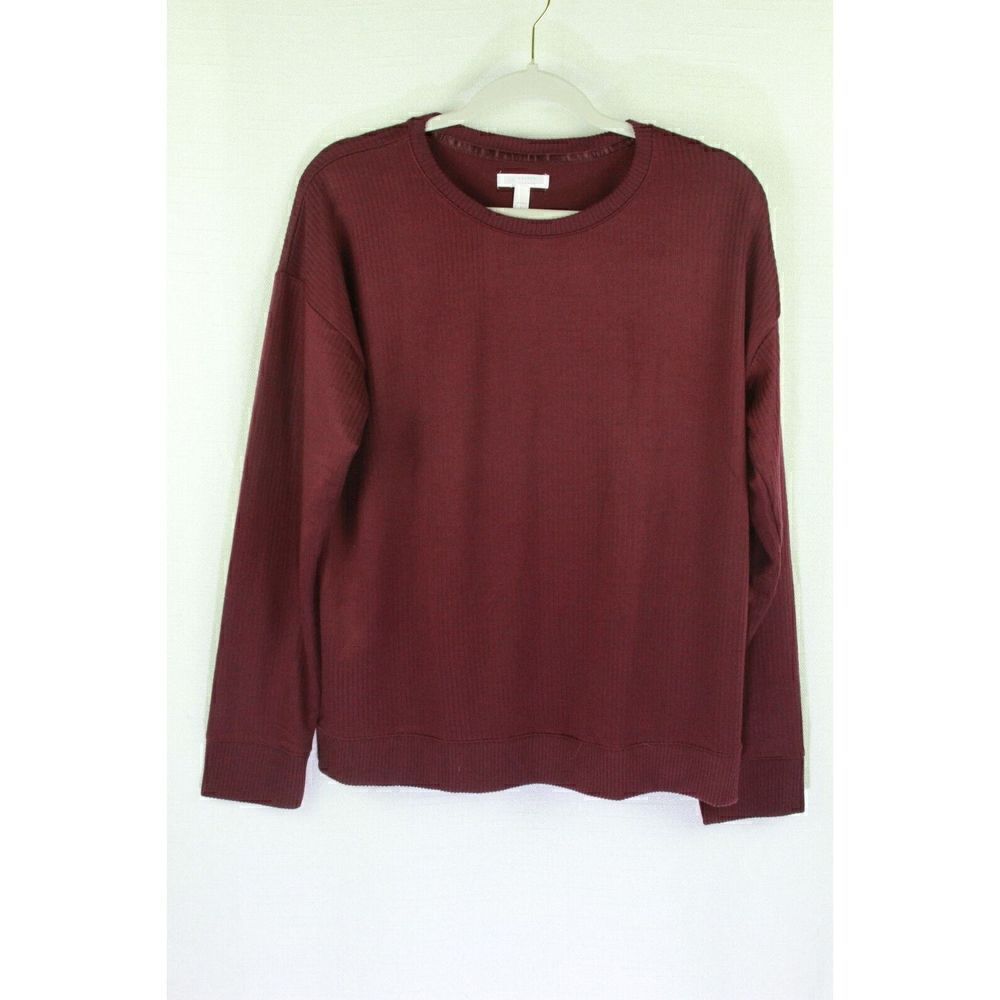 Lauren Conrad LC Intimates Pajama Top Burgundy Red Womens Large New